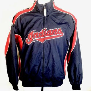 Vintage Cleveland Indians Majestic Zip Up Lined Coat Jacket Men 