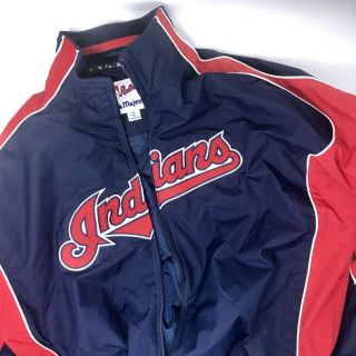 Vintage Cleveland Indians Majestic Zip Up Lined Coat Jacket Men ' s XL 2