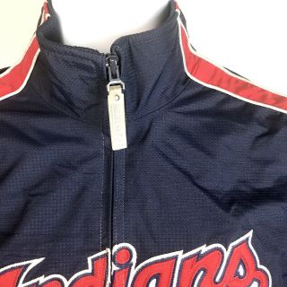 Vintage Cleveland Indians Majestic Zip Up Lined Coat Jacket Men ' s XL 3