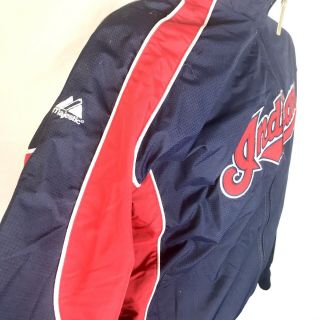 Vintage Cleveland Indians Majestic Zip Up Lined Coat Jacket Men ' s XL 4