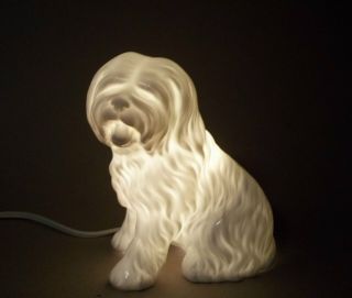 Vintage Old English Sheepdog Porcelain Night Light Figurine Irice Import Japan