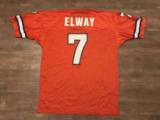 Vintage John Elway Denver Broncos Champion Jersey Made In Usa Size 48 Orange