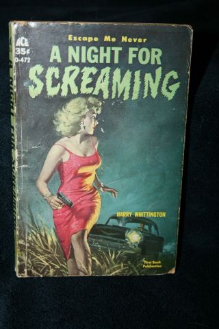 Vintage Paperback Book A Night For Screaming 1960 Mystery/gga Harry Whittington