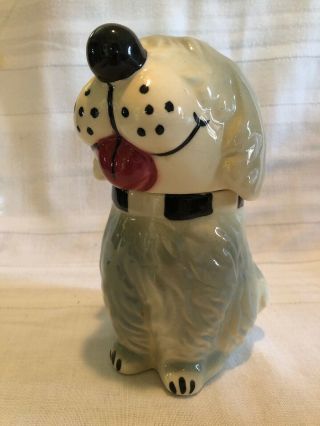 Vintage American Bisque Usa Shaggy Dog Sheepdog Jar For Biscuits