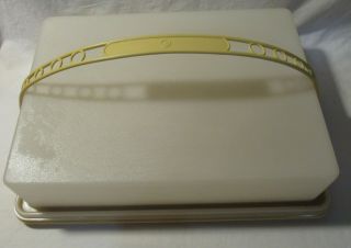 Vintage Tupperware Sheet Cake Rectangle Carrier Harvest Gold With Handle 622 - 5