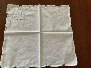 Set Of 12 Vintage White Linen Napkins 5