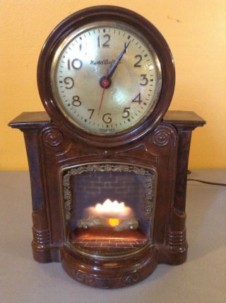 Vintage Mastercrafters Electric Animated Clock Light Up Fireplace