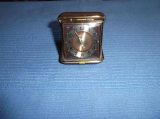 Vintage Linden Japan Wind Up Travel Alarm Clock In Case