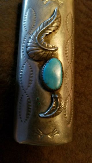 Vtg holder navajo native American Stamped sterling silver Bic lighter Case Cover 5