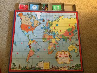 Wide World Air Travel Game Parker Brothers Vintage Rare Board Game 1957 3