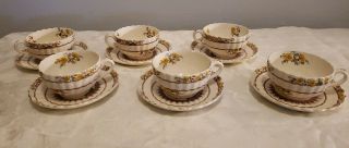 Vintage Copeland Spode Buttercup Made In England Set Of 6 Cup And Saucer