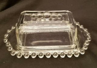 Rare,  Vintage Imperial Glass Ohio " Candlewick " Ca Butter Dish,  5 Bead Top