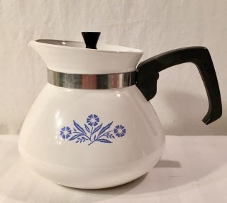 Vintage Corning Ware Blue Cornflower 6 Cup Coffee Pot With Lid