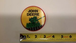 Vintage John Deere Advertising Promo Flicker Pinback Button Features Corn Picker