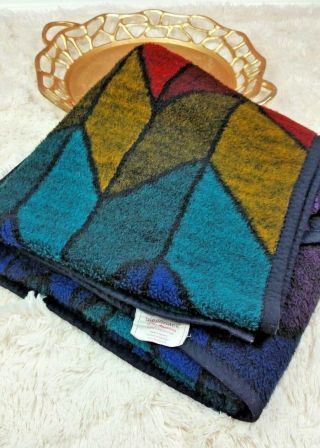 Vtg Biederlack Kaleidoscope Reversible Acrylic Throw Blanket 55 X 71 Rainbow