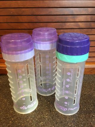3 Vintage Purple Green Playtex Nurser Bottles Baby Bottle Adult Reborn 8 Oz