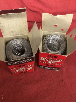 Two 1 lb Rolls of Vintage Ersin Multicore 5 Core Solder 60/40,  18 s.  w.  g. 3