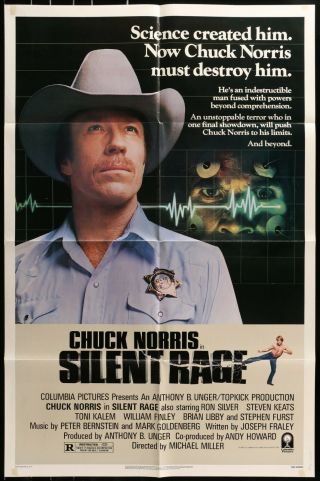 Silent Rage Chuck Norris Vintage 1982 Ff 1 - Sheet Movie Poster 27 X 41