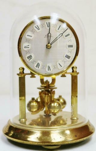 Small Vintage 400 Day German Anniversary Torsion Mantel Clock Under Dome