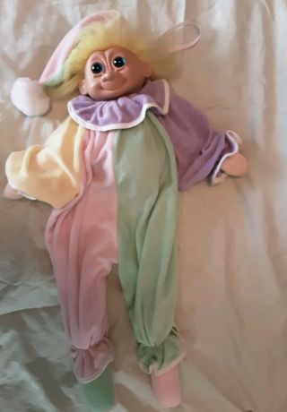 Vintage Russ Troll Clown Pajama Bag Toy Doll Glass Eyes 24 " Long