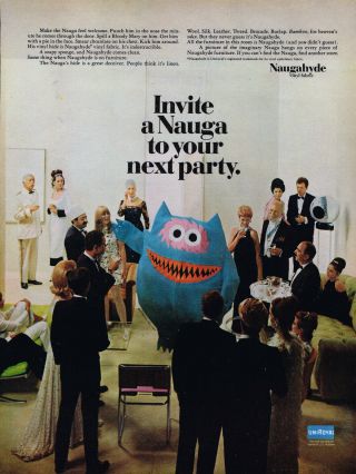 1967 Naugahyde " Nauga " By Uniroyal Vintage Laminated Ad Art