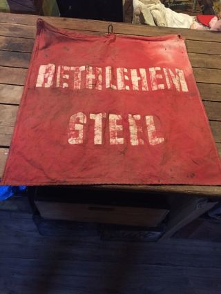 Vintage Bethlehem Steel Cloth Banner On Hanger Pittsburg,  Pa. 4