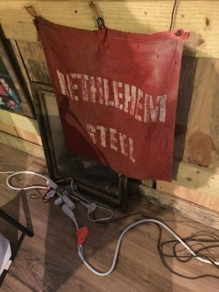 Vintage Bethlehem Steel Cloth Banner On Hanger Pittsburg,  Pa. 8