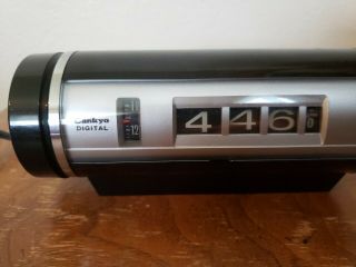Vintage Sankyo Model 412 Digital Flip Roll Alarm Clock Black Japan Mcm