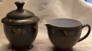Denby Marrakesh Vintage Stoneware - Sugar Bowl With Top And Creamer