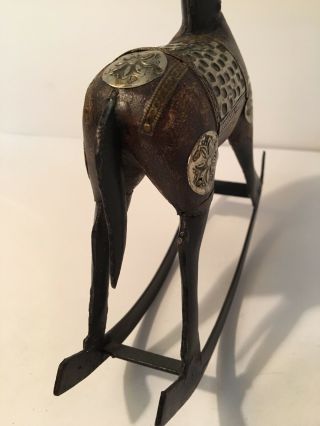 Vintage Brown Wooden Metal Rocking Horse Figurine Finds 702 3