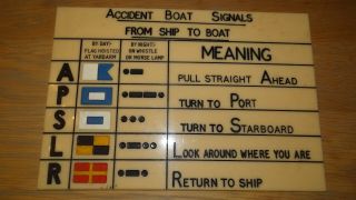 Vintage Accident Boat Signals - From Ship To Boat,  Bakelite / Plastic Notice