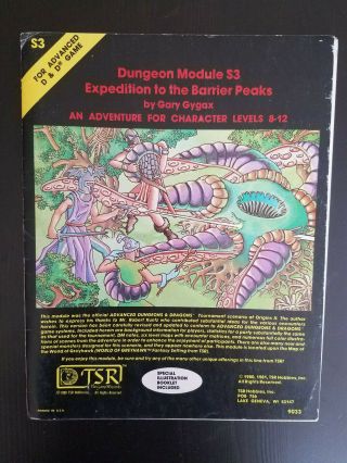 Vintage: Ad&d Module S3 Expedition To Barrier Peaks,  1981