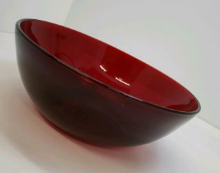 Vintage Ruby Red Glass Serving Bowl,  8.  5 "