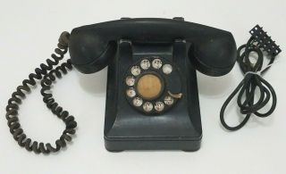 Bell System Western Electric Vintage Rotary Dial Bakelite Telephone Black Desk