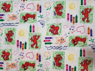 Vintage Sesame Street Fabric 2001 By Spectrix Elmo Crayons 5 Yards 45 " Wide