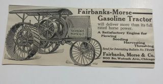 Vintage Advertisement Fairbanks Morse Gasoline Tractor 1920s Ships Usa