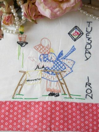 Vintage Dish Towel Sunbonnet Sue Girl Iron Dow Hand Embroidered Cotton