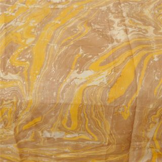 Sanskriti Vintage Yellow Saree Pure Silk Printed Sari Craft Decor Soft Fabric 3