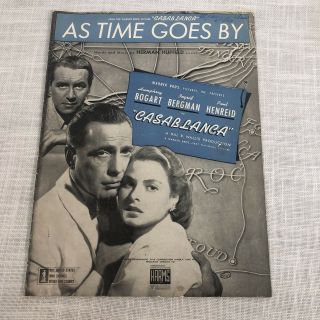 Vtg Casablanca Sheet Music As Time Goes By Humphrey Bogart Ingrid Bergman 1931