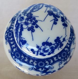 VTG Chinese Blue & White Porcelain Lidded Ginger Jar Vase China 5 
