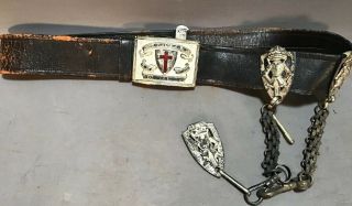 1900 Antique Masonic Orient Commandery Knights Templar Dc Sword Rig Belt Buckle