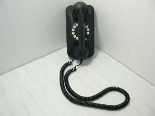 Grand Wall Phone Telephone Retro 80s Pottery Barn Vintage Black Rotary Style Guc