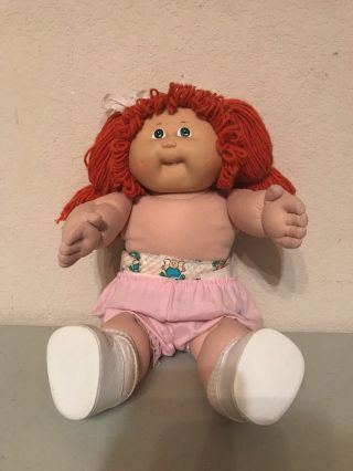 Vintage 1985 Coleco Cabbage Patch Kids Doll Girl Red Hair Green Eyes Tooth