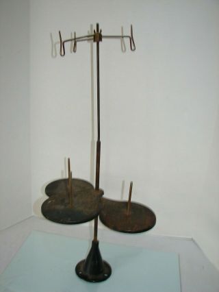 Vintage General Store Counter Yarn String Holder Stand Metal Sewing Bobbins