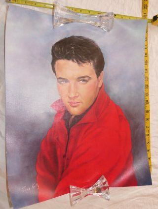 Vintage Elvis Presley Colored Art Print By June Kelly Record Promo