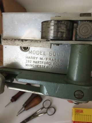 Vintage Harry M Fraser Fabric Cutter Model 500 - 1 & Rug Hooking Supplies (BC) 3