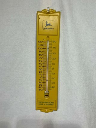 Vintage Metal 1954 John Deere Thermometer Sign Advertising Yellow Nothing Runs