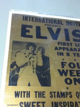 NOS Vintage Elvis Presley Poster Las Vegas Opening July 31,  1969 S35 4