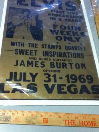 NOS Vintage Elvis Presley Poster Las Vegas Opening July 31,  1969 S35 6