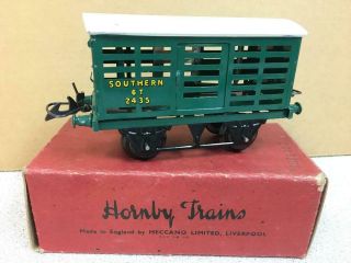Vintage Hornby No.  1 Green Cattle Truck O Gauge Trains W/ Box England Meccano